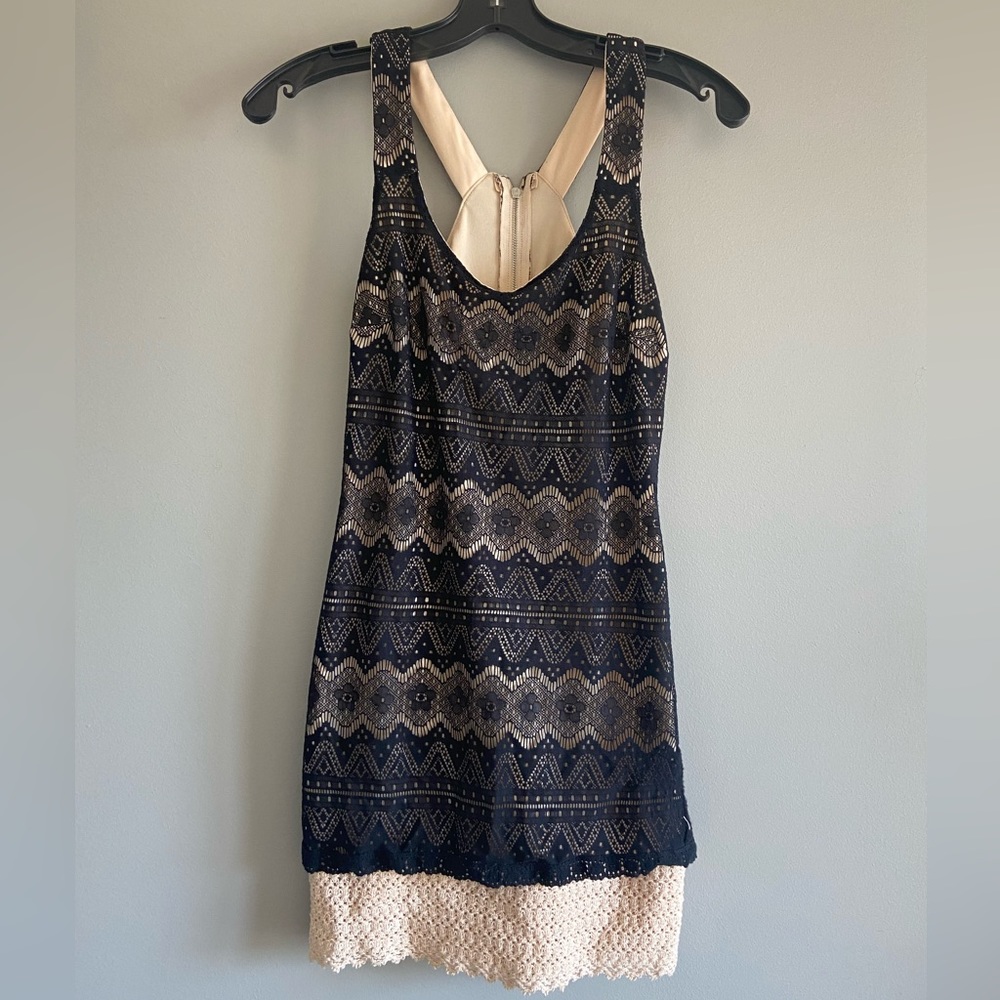 Black and Tan Lace Dress